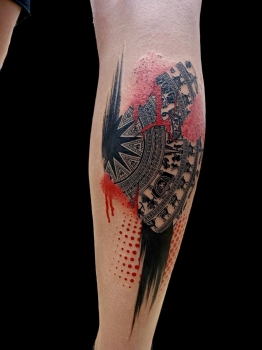 Thousand-year-old Dong Son bronze drum pattern tattoo